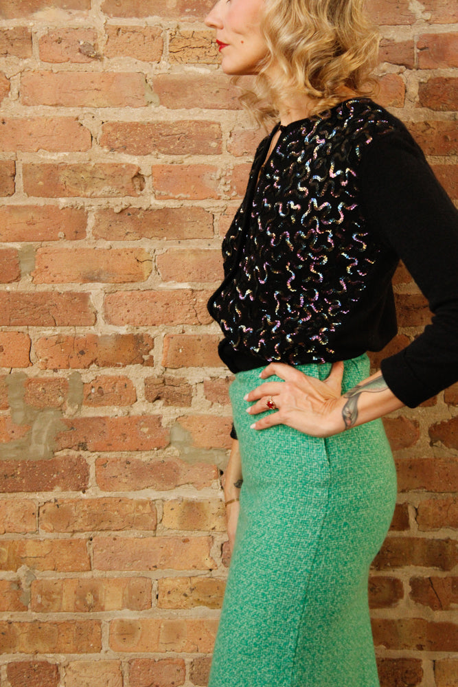 1960s Green Wool Tudor Square Skirt - Xs/S