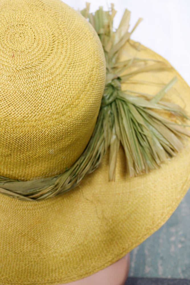 1970s IMagnin Straw Chartreuse Summer Hat