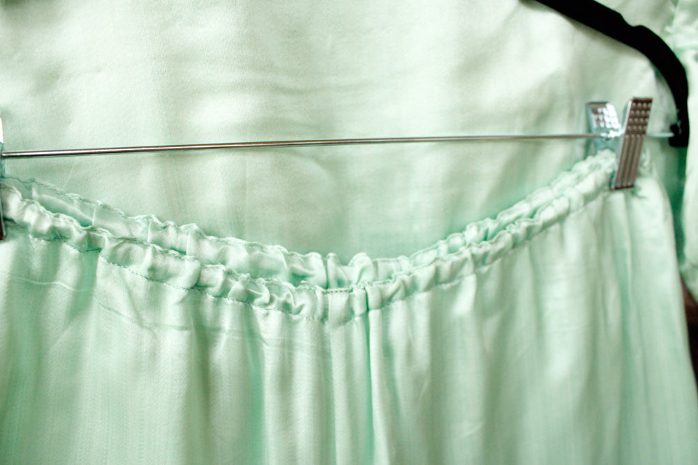 1940s Mint Green Silk Japanese Lounge Pant Suit - Medium
