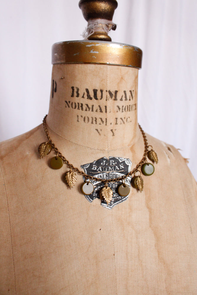 1940s Bakelite & Brass Leaf Necklace