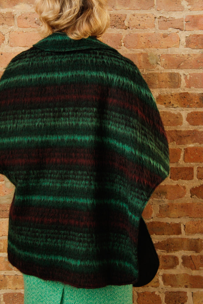 1960s Wool Plaid Reversible Cape - O/S