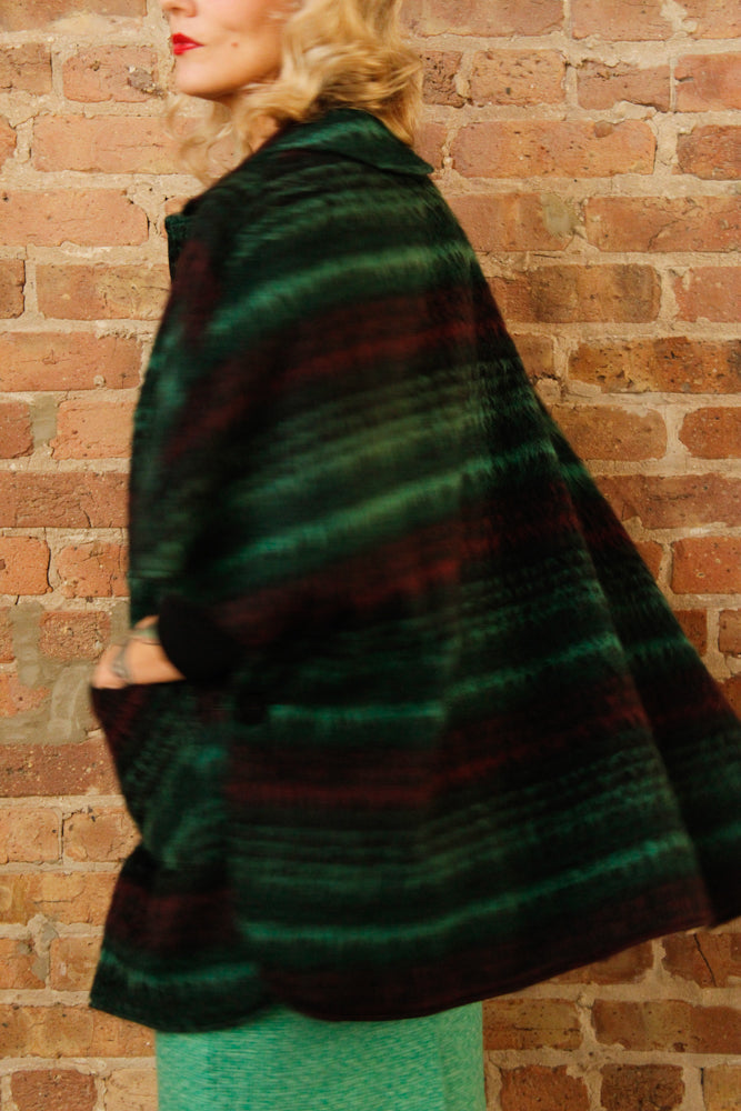 1960s Wool Plaid Reversible Cape - O/S