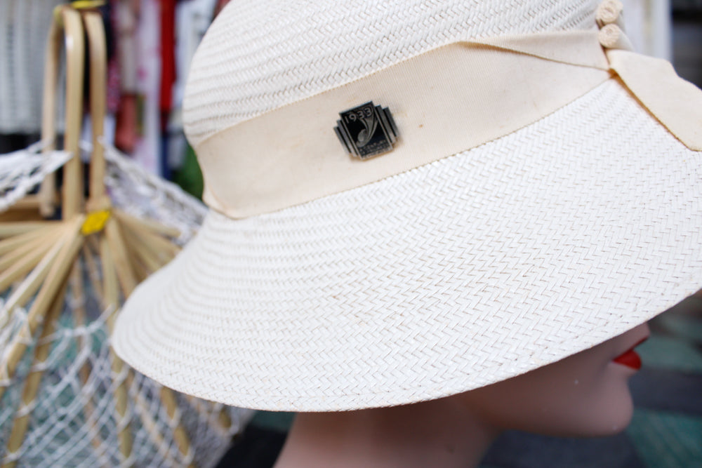 1933 Ivory Woven Summer Hat