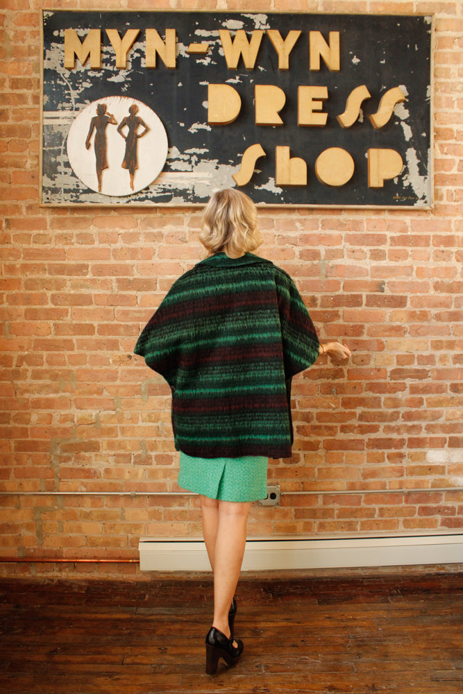 1960s Wool Plaid Reversible Cape - O/S