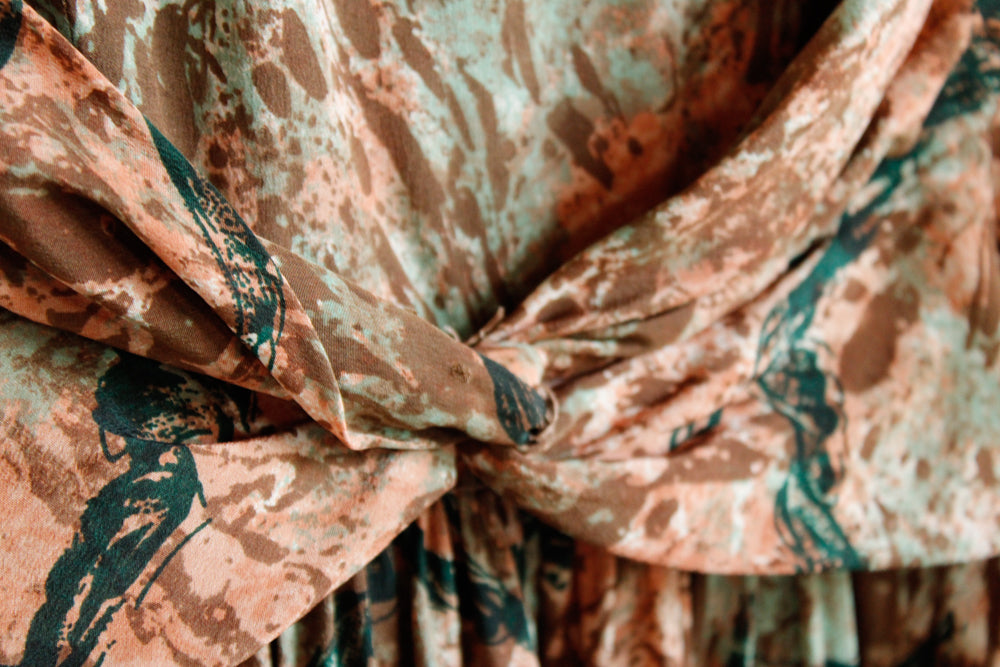 1940s Silk Birds of a Feather Dress - Small