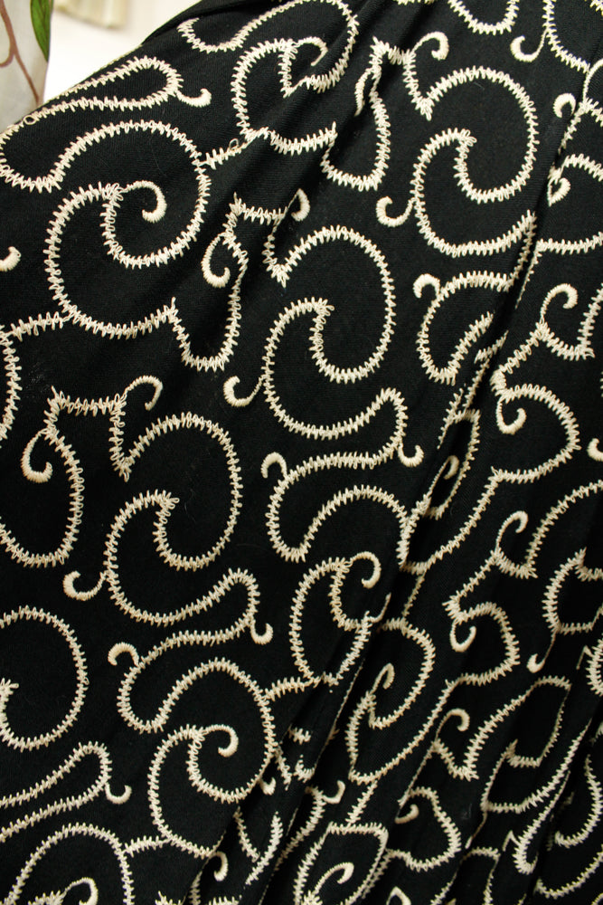 1940s Peg Palmer Embroidered 2pc Dress - Small