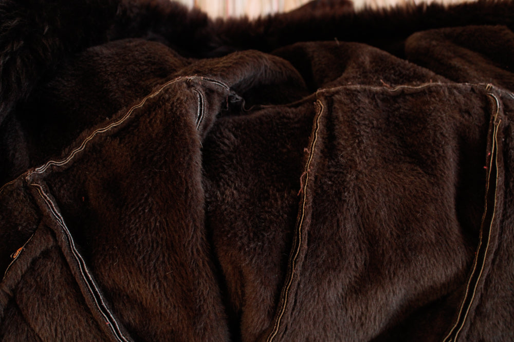 1970s Deep Brown Shearling Suede Penny Lane Coat - Medium