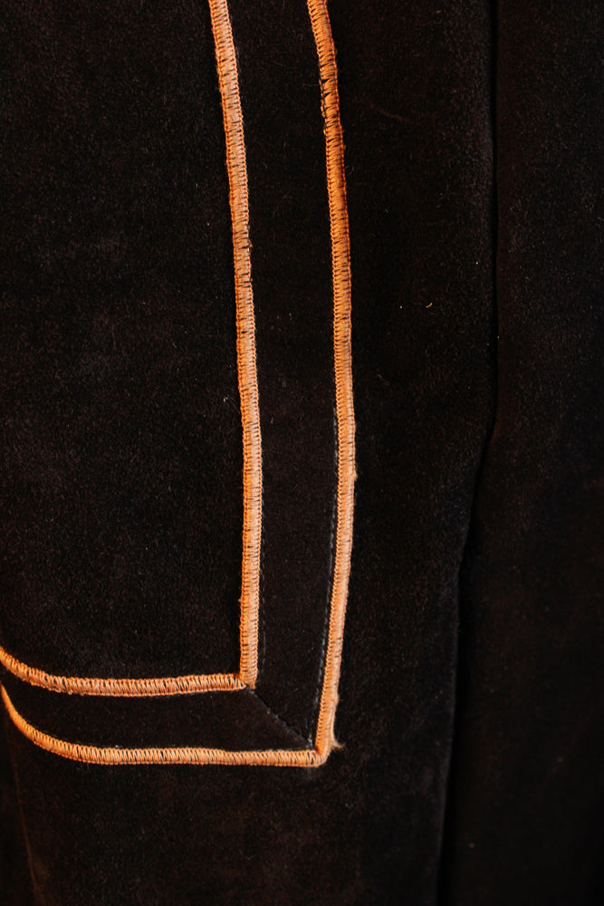 1970s Deep Brown Shearling Suede Penny Lane Coat - Medium