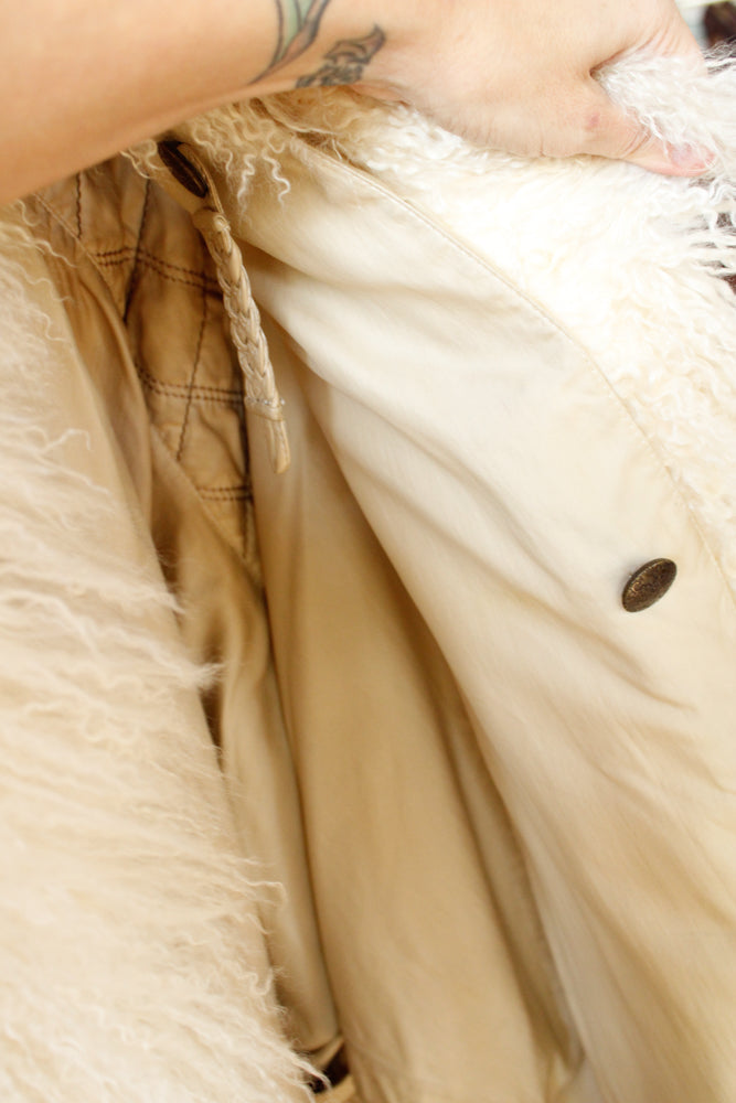 1960s RARE Mongolian Lamb Fur Cape with Matching Muff - O/S