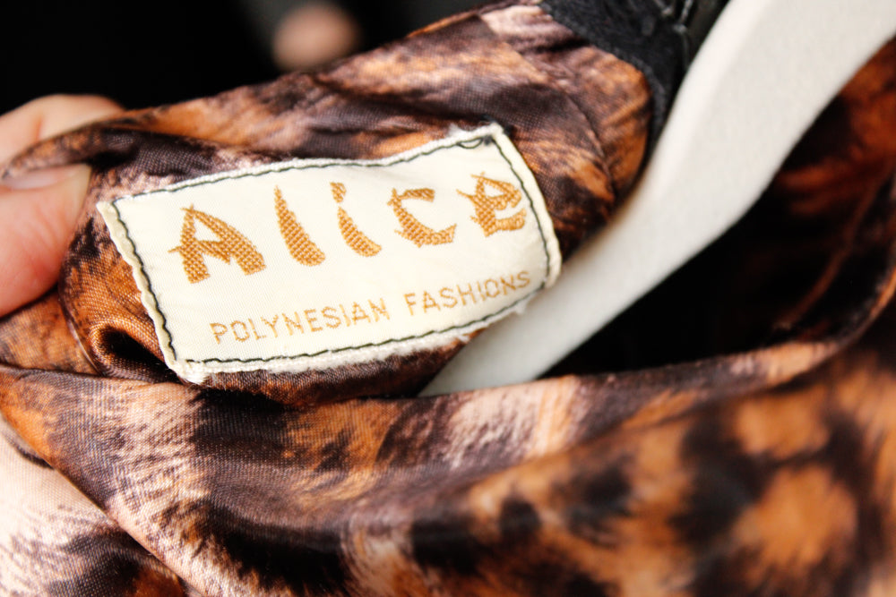 1960s Alice Polynesian Silk Cheetah Jumpsuit - Small