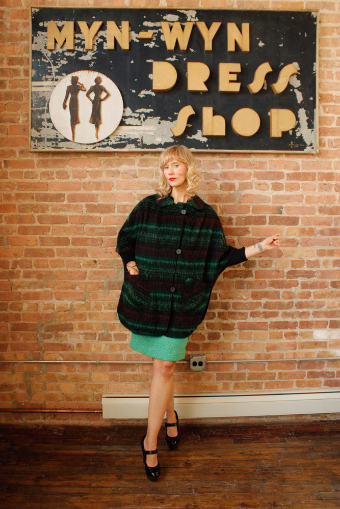 1960s Wool Plaid Reversible Cape - O/S