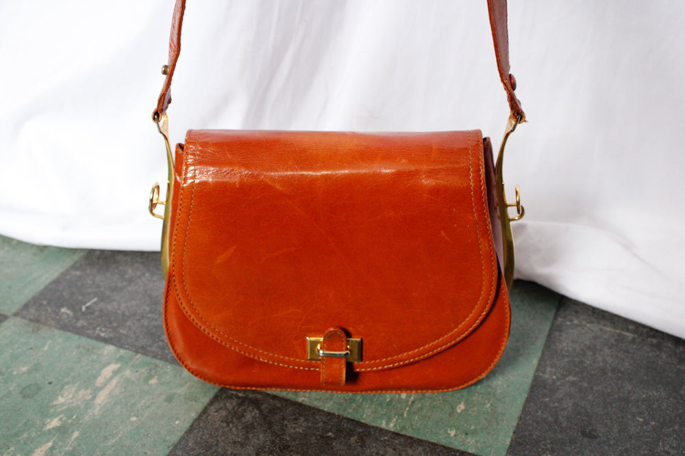 1990s Bally Designer Caramel Leather Handbag