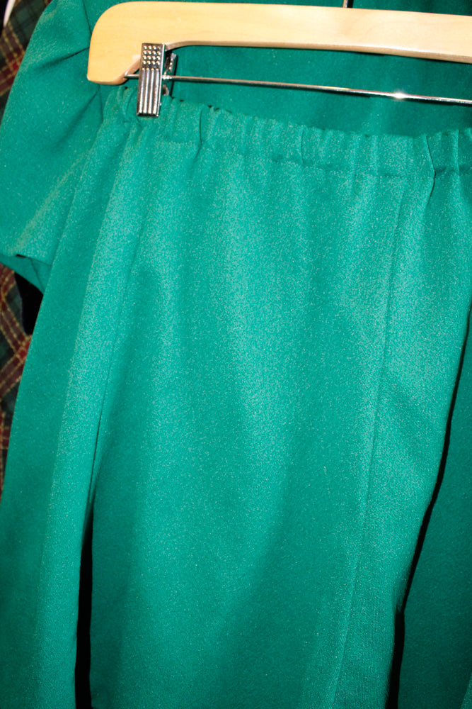 1970s 2pc Green Top & Skirt - Medium