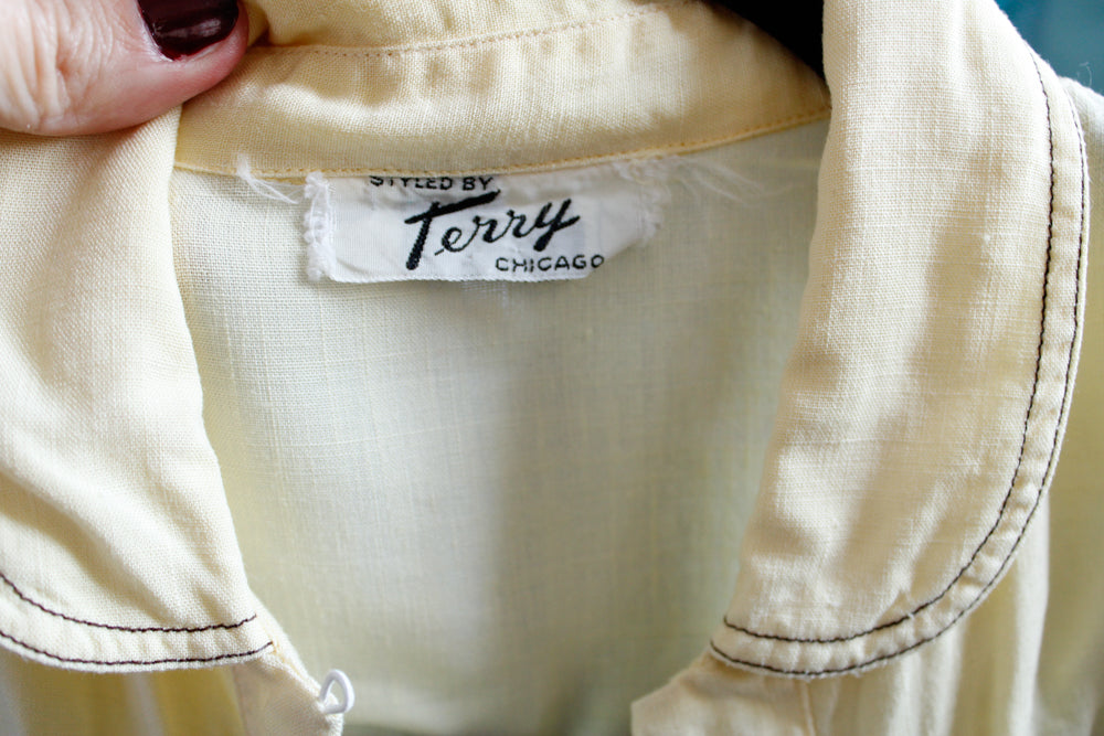1950s Yellow Cotton Terry Top - Medium