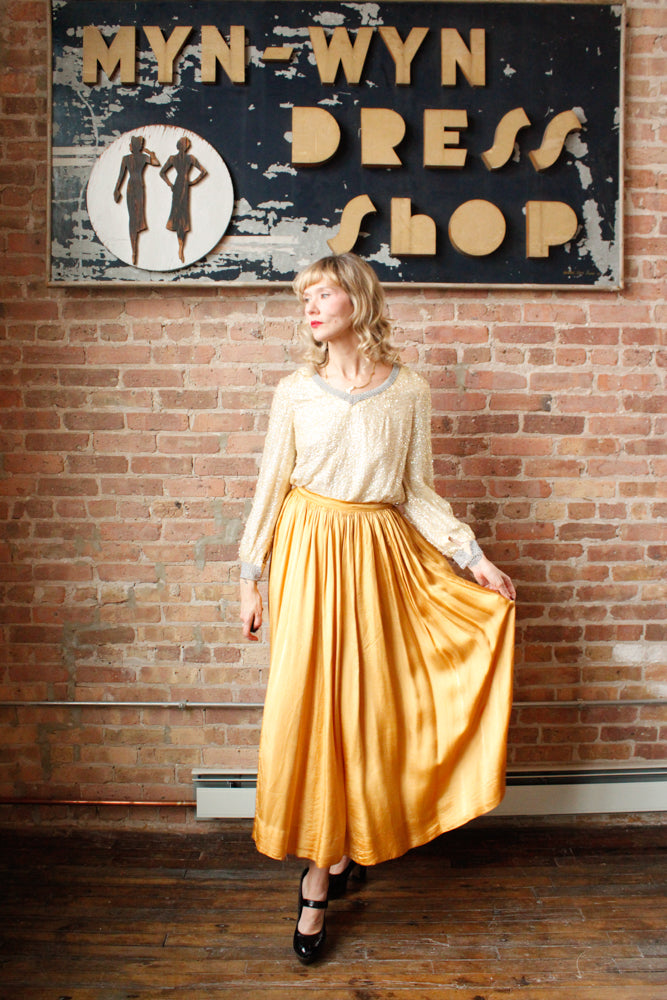 1960s Sequin & Beaded Rayon Top - Medium 