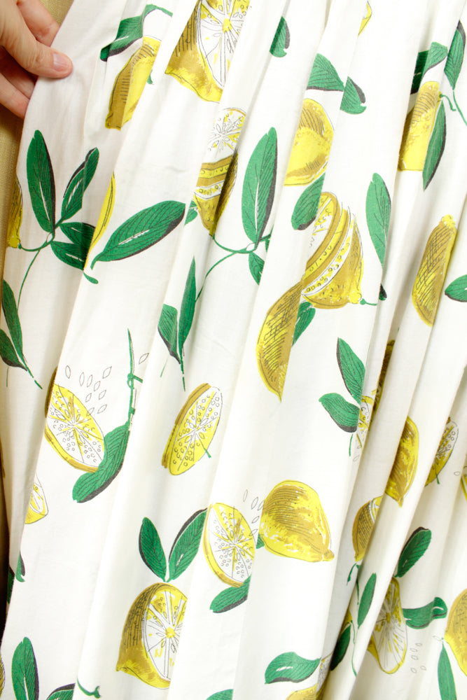 1950s Italian Getaway Lemon Print Dress - Small 