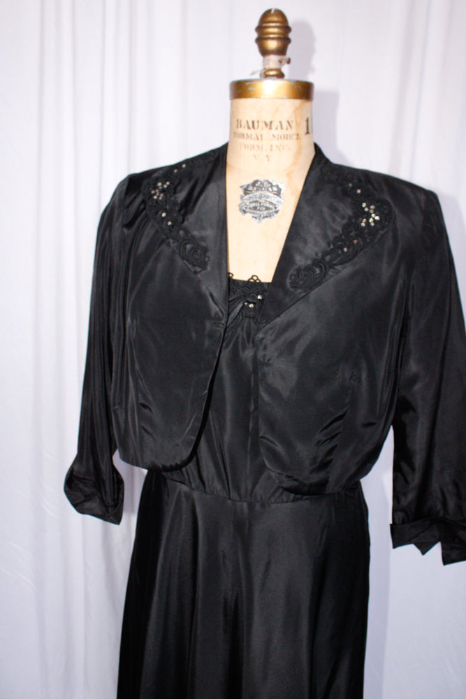 1950s Lady Petite Taffeta Dress & Jacket - M/L