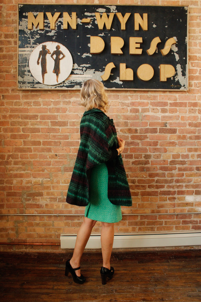 1960s Wool Plaid Reversible Cape - O/S