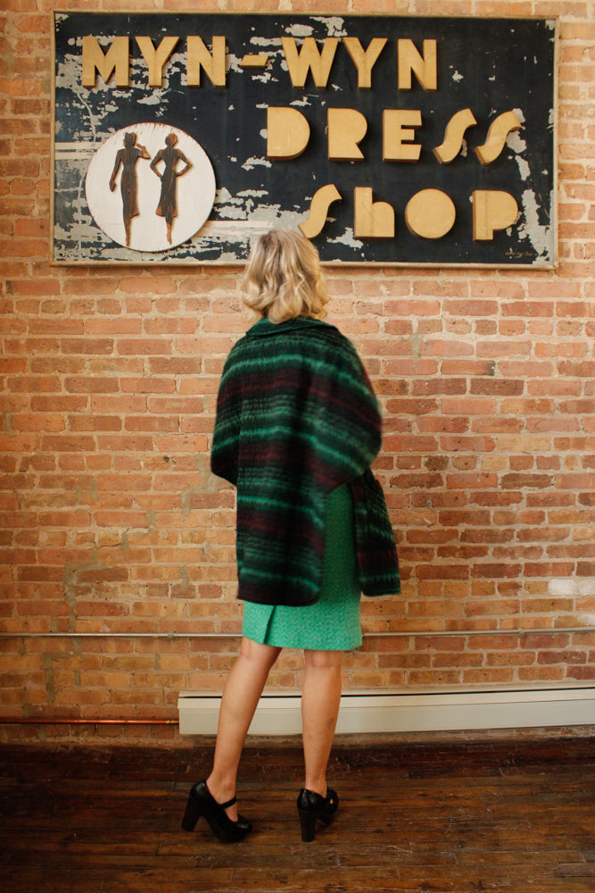 1960s Wool Plaid Reversible Cape - O/S