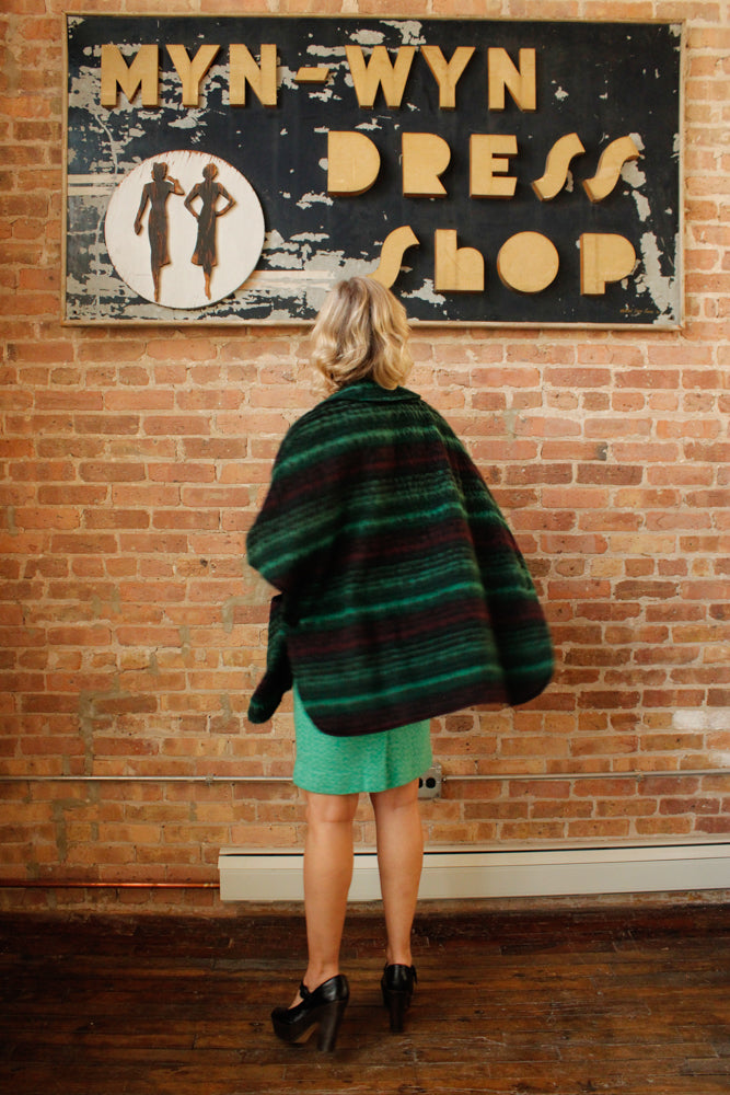 1960s Wool Plaid Reversible Cape - O/S