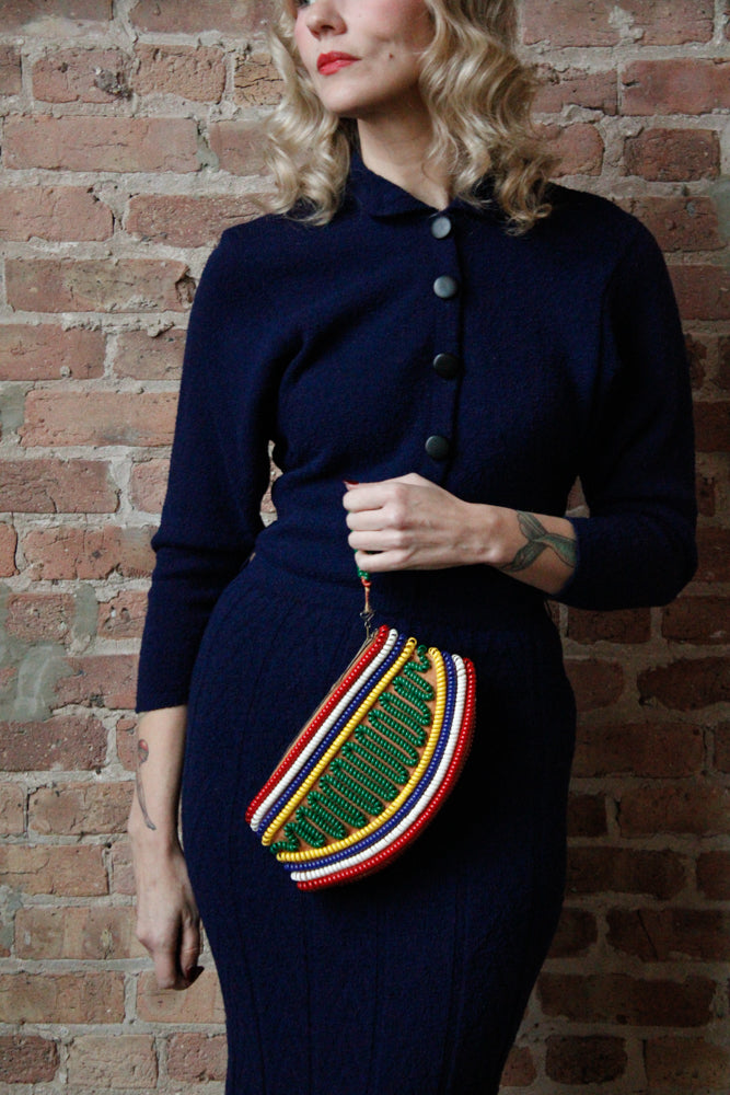 1940s Multicolor Telephone Cord Wristlet