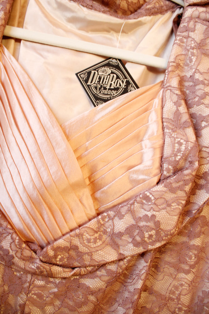 1950s Purple Pink Lace Party Dress - Large