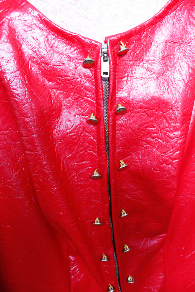 1960s Bold Red Vinyl Dress - Medium