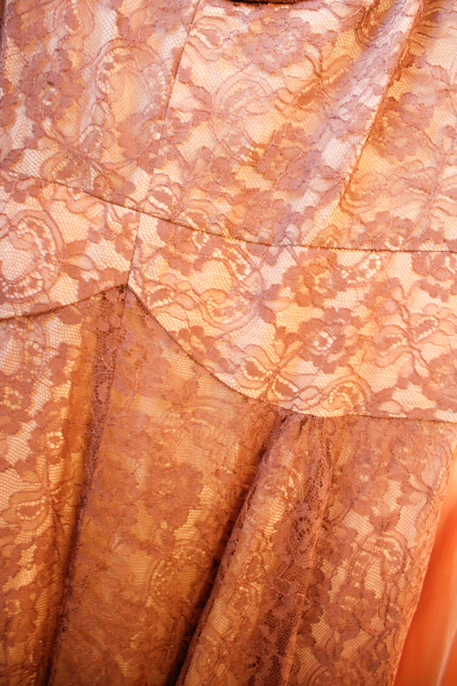 1950s Purple Pink Lace Party Dress - Large