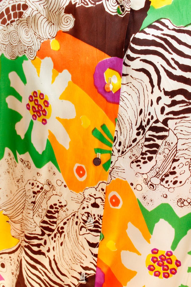 1960s Saks Fifth Ave Animal Print Tunic Dress - M/L