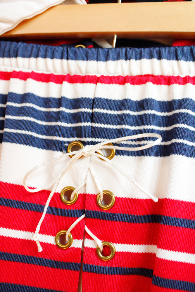 1960s Striped Mod Shirt & Shorts Set - Small