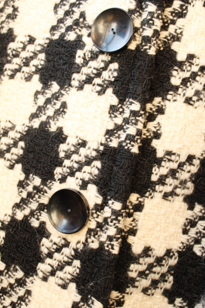 1990s Anna Livia Houndstooth Wool Cape - O/S