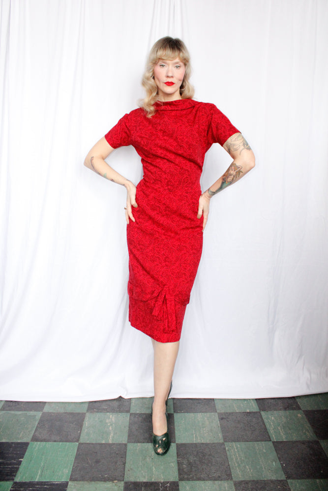 1950s Fred A. Block Red Dress - Small