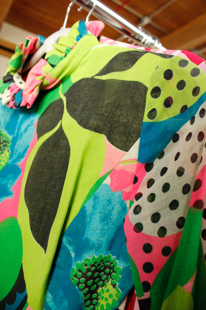 1960s Young Dimensions for Saks Fifth Ave Bold Floral Print Maxi Dress - Small