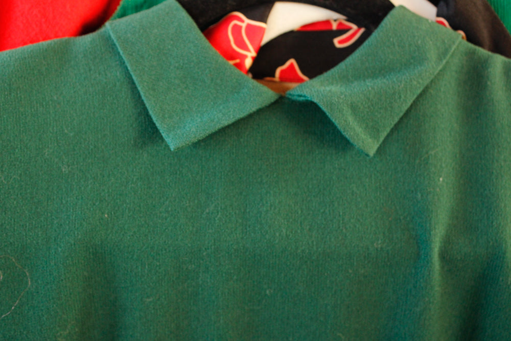 1940s Evergreen Wool Fit and Flare Dress - Small 