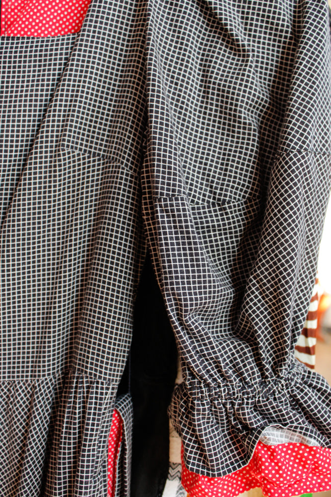 1970s Belle France Plaid Ruffle Dress - S/M