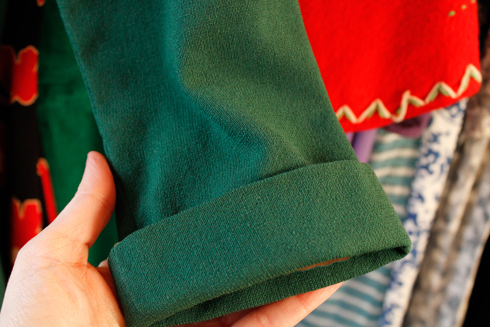 1940s Evergreen Wool Fit and Flare Dress - Small