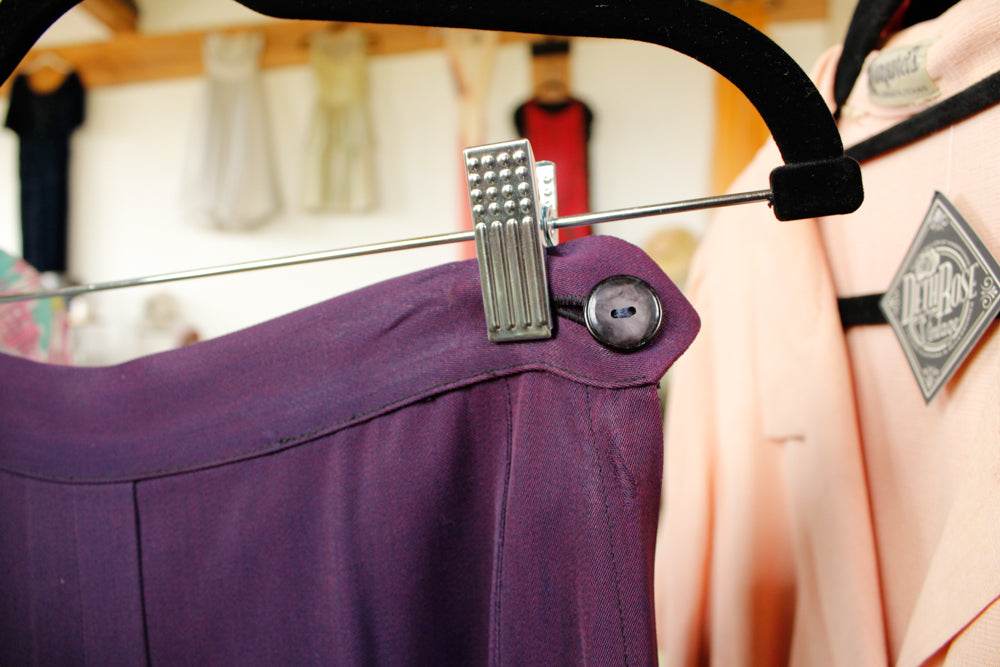 1940s Purple Gabardine Skirt - 28 waist