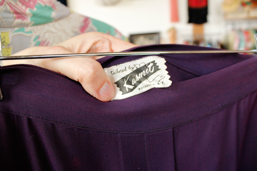 1940s Purple Gabardine Skirt - 28 waist