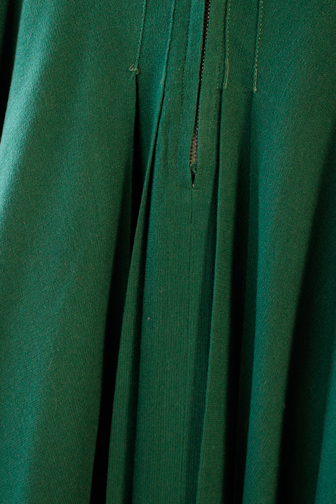 1940s Evergreen Wool Fit and Flare Dress - Small