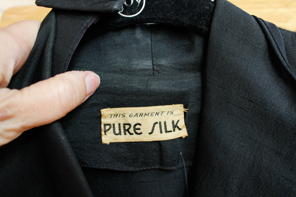 1950s Silk Asymmetrical Button Sheath Dress - Medium