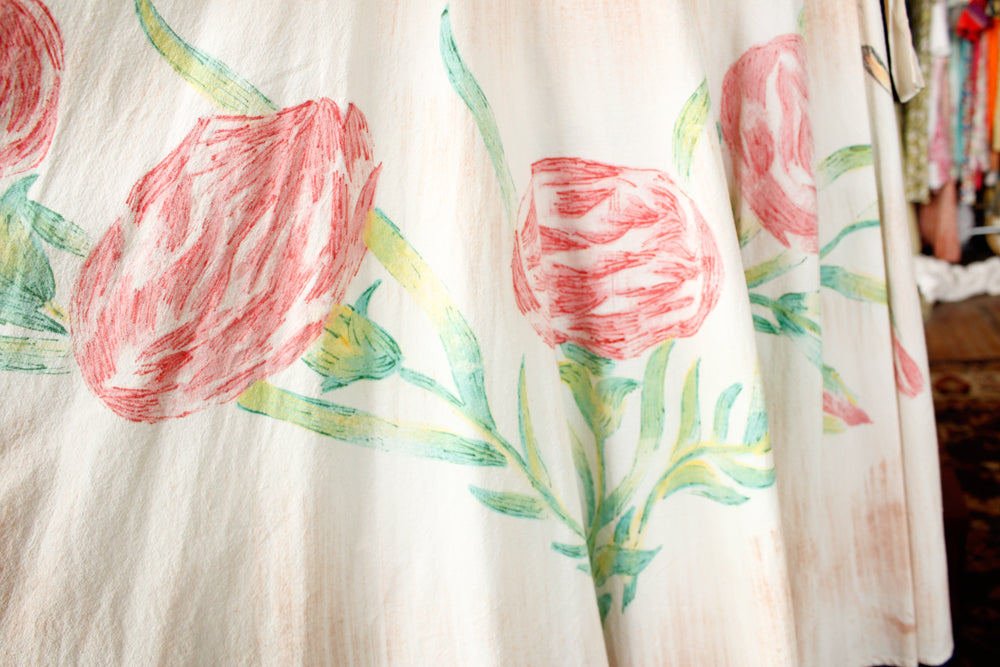 1940s Hand-painted Double Side Mexican Circle Skirt - Medium