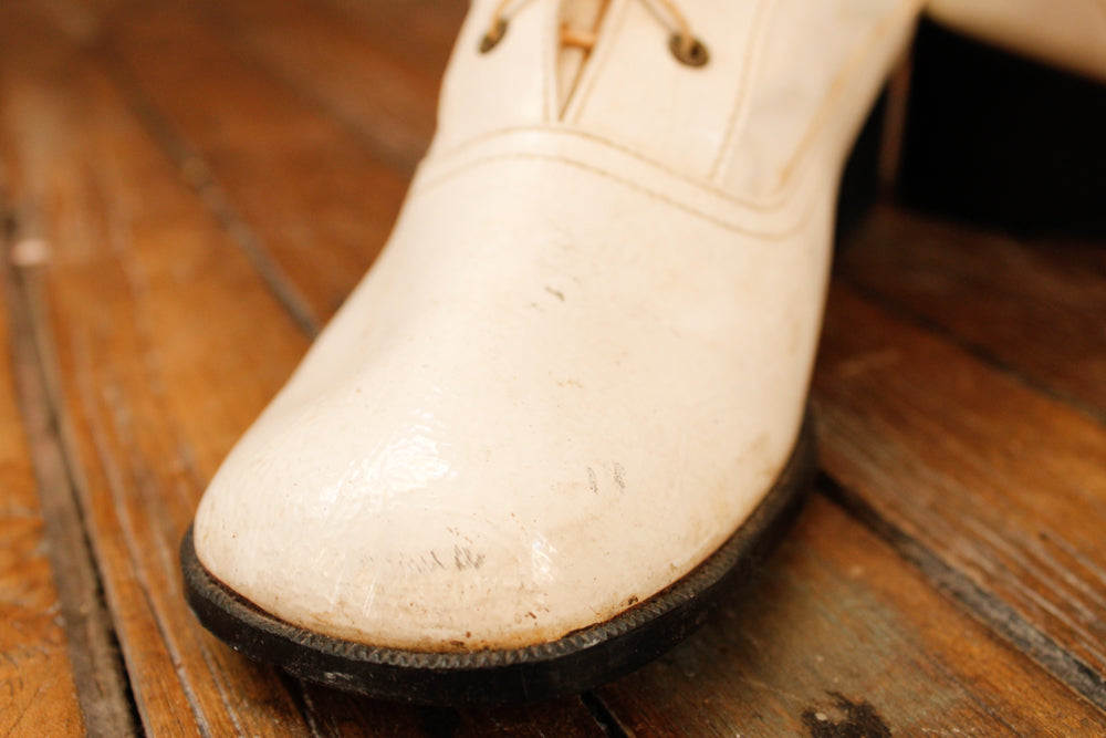 1960s White Vinyl Go-Go Boots - 9