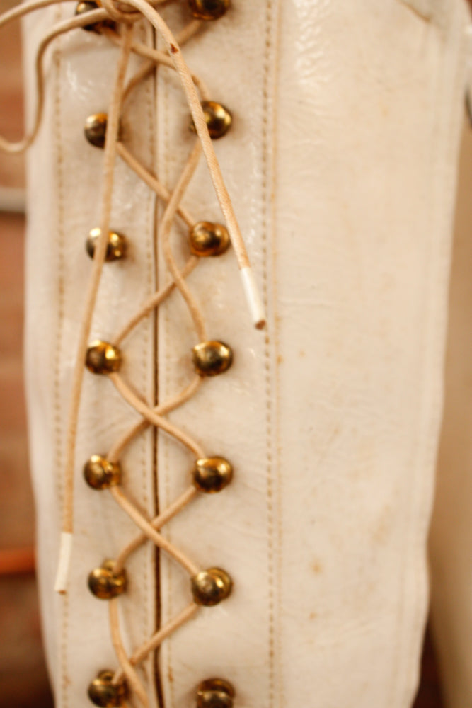 1960s White Vinyl Go-Go Boots - 9