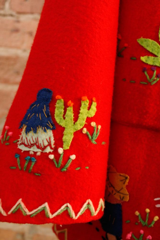 1940s Mexican Tourist Wool Jacket with Appliqués - Med