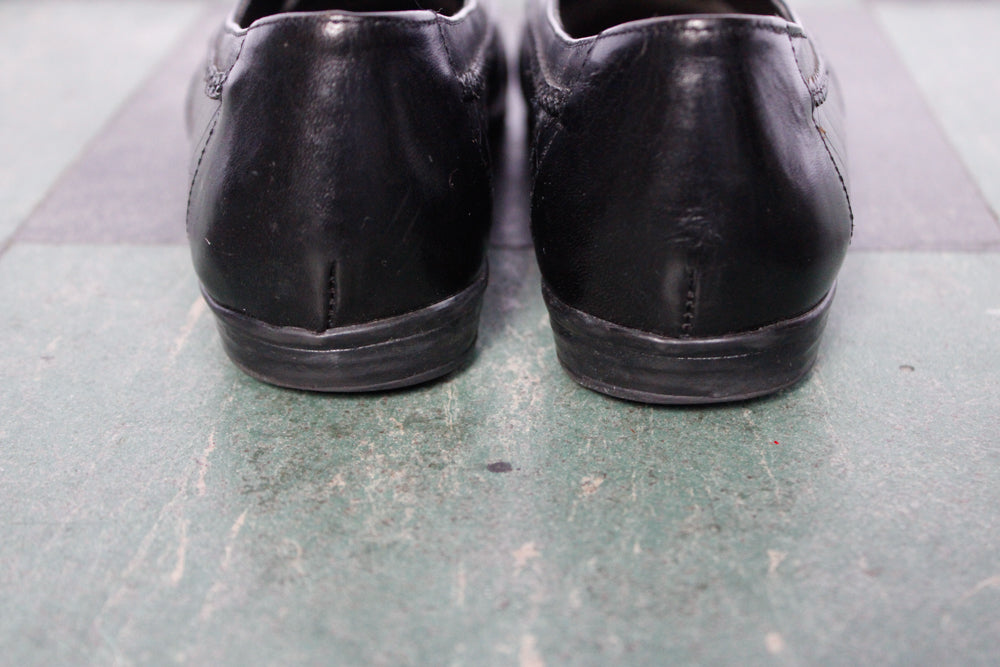 1980s Black Leather Lace up Oxfords - 7.5/8M