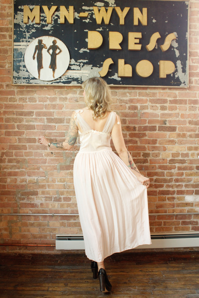 1940s Biastex Pink Rayon Gown - Small