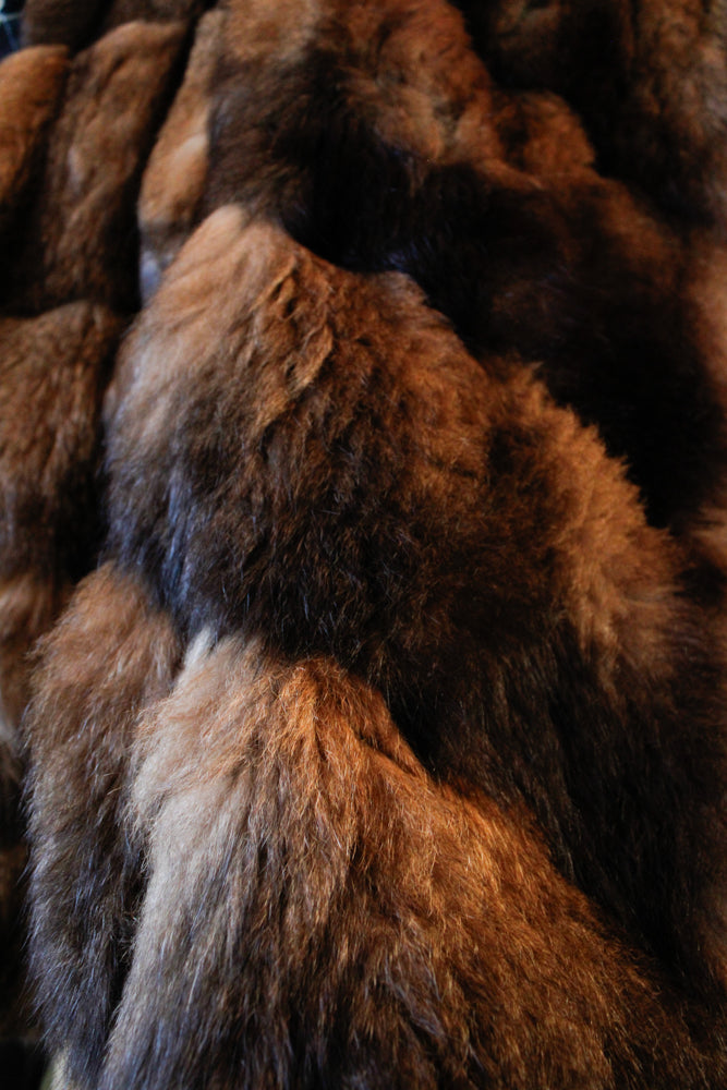 1970s Opossum Layered Fur Hooded Bomber Coat - Large