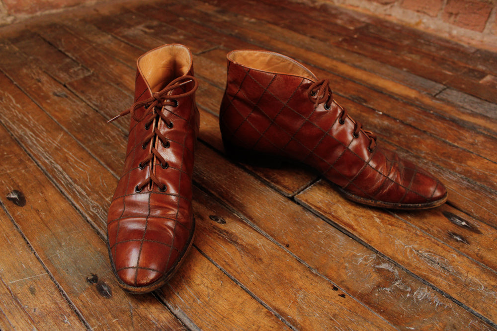 1980s Ferragamo Brown Leather Booties - 8M