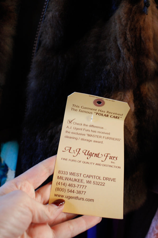 1970s Opossum Layered Fur Hooded Bomber Coat - Large