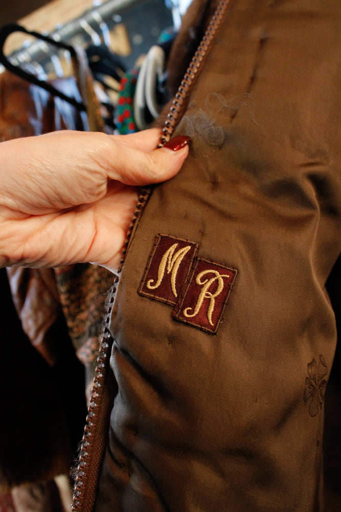 1970s Opossum Layered Fur Hooded Bomber Coat - Large